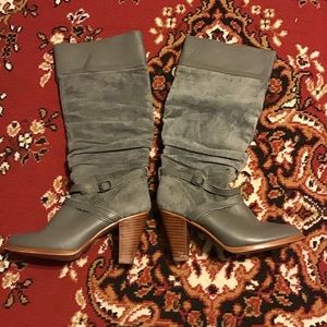 Vintage Grey Suede heeled boot.